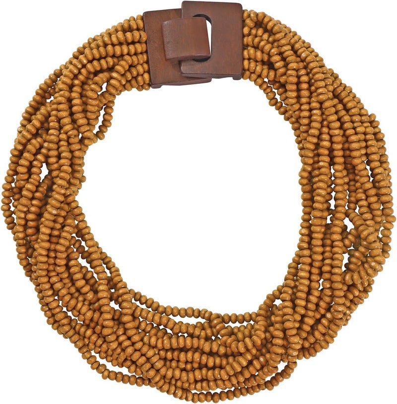 Coiris Beaded Strand Necklace for Women Boho Chunky Beaded Strand Necklace Bohemian Summer Beach Necklace Jewelry for Women(N0059-Black) - Image 1